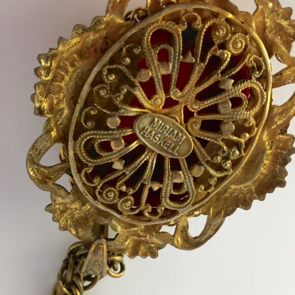 Extravagantly Large Miriam Haskell Cabochon Necklace and matching Earrings - Picture 3 of 7